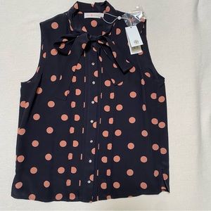 NWT Tory Burch printed bow silk top, size 8